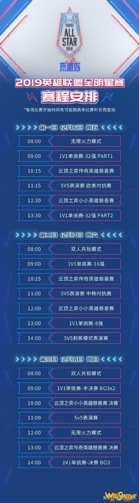 2019英雄联盟全明星赛程新鲜出炉!12月6日北京时间8:00开赛