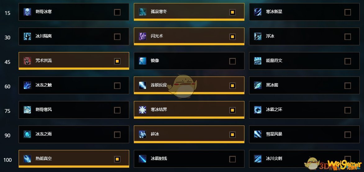魔兽世界8.3冰法天赋选择