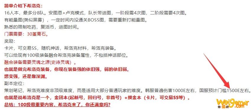 《DNF》希洛克门槛介绍
